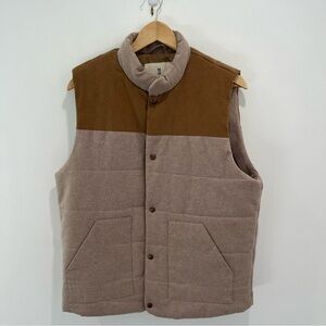 MUTUAL WEAVE Gorpcore Brown Corduroy & Tan Quilted Vest | Mens medium